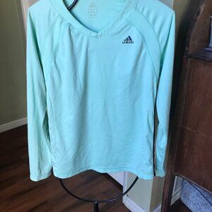 ADIDAS WOMEN ATHLETIC LONG SLEEVE TOP SZ L EUC